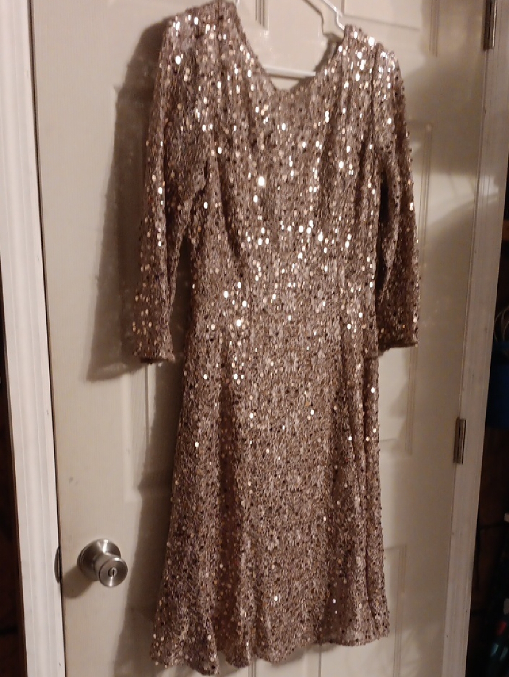 Long Sleeve Sequin Dress in Rose Gold
